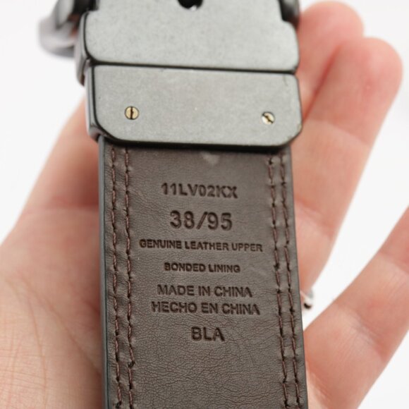 Levis Mens Belt Size 38 Sturdy Black Leather 2" Wide Stitched Durable Work - Picture 9 of 11